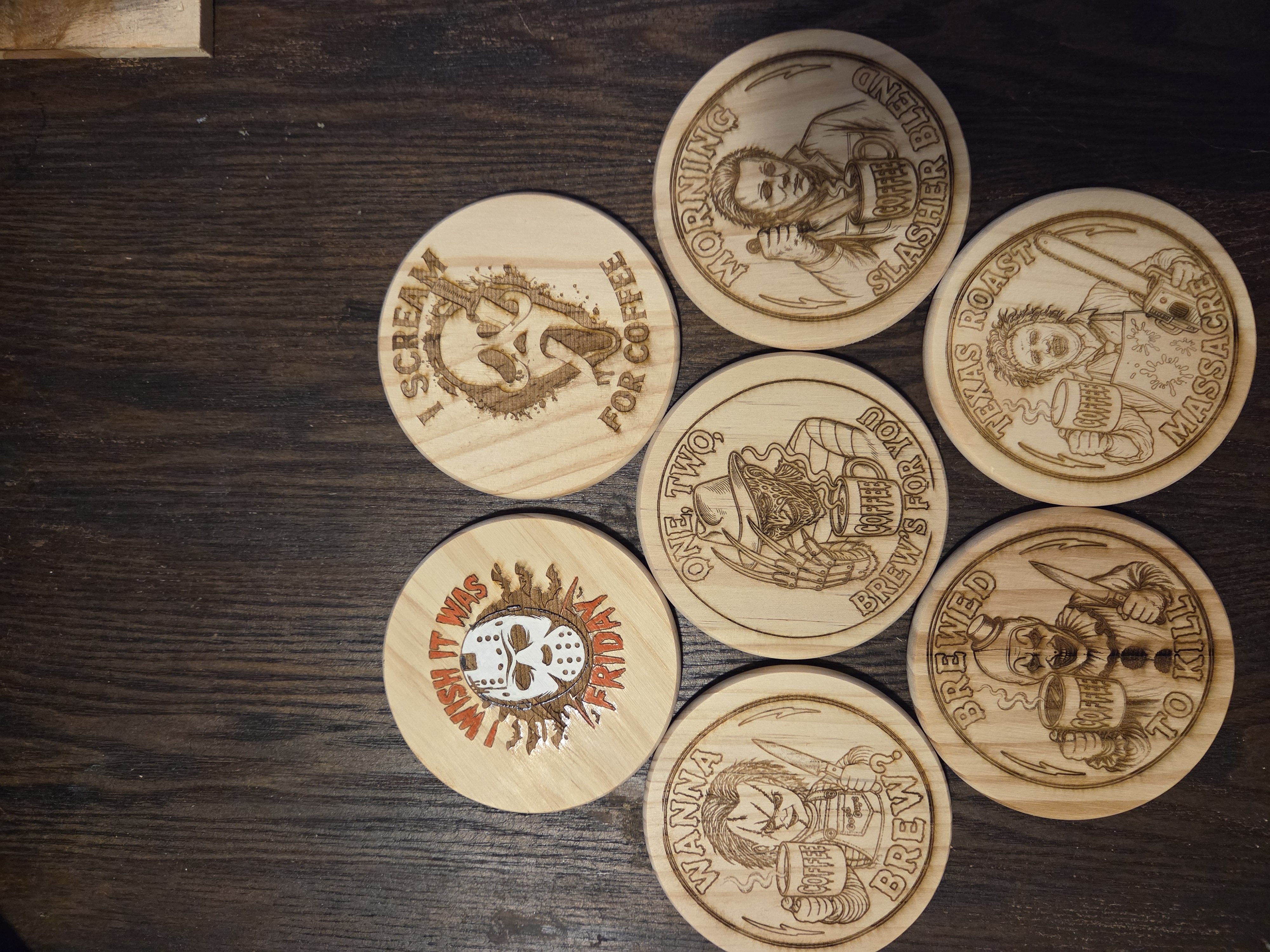 Wood engraving: Coasters